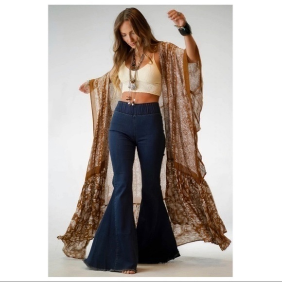 GO YOUR OWN WAY Cocoa Brown Paisley Floral Print Boho Kimono Cardi - Picture 5 of 15